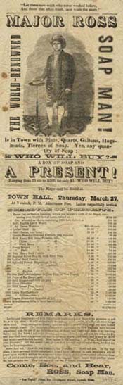 The World-Renowned Major Ross: Soap Man! [Lowell, Mass.]: “Vox Populi” Print, ca. 1856.
